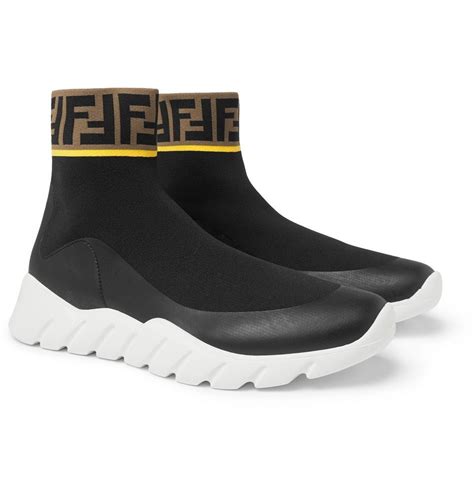 fendi high top stretch knit sneakers